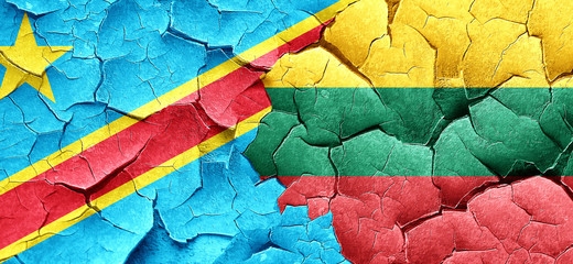 Democratic republic of the congo flag with Lithuania flag on a g