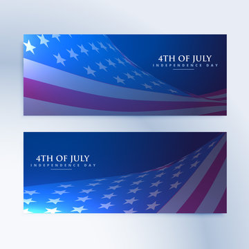 set of banners with american flag