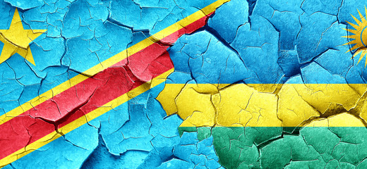 Democratic republic of the congo flag with rwanda flag on a grun