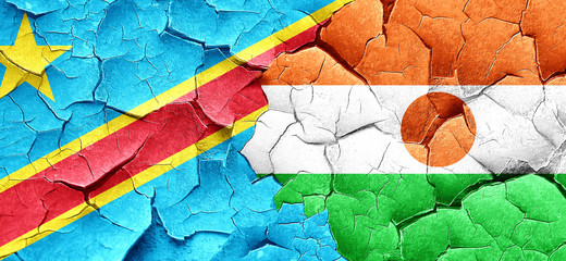 Democratic republic of the congo flag with Niger flag on a grung