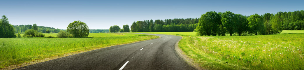 asphalt road panorama in countryside on sunny summer day - Powered by Adobe