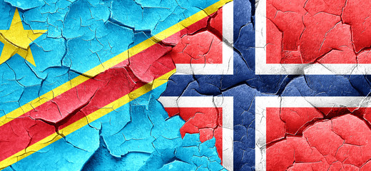 Obraz premium Democratic republic of the congo flag with Norway flag on a grun