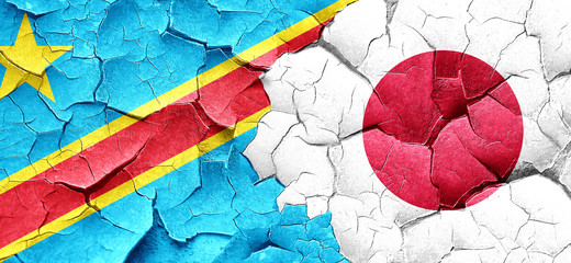 Democratic republic of the congo flag with Japan flag on a grung
