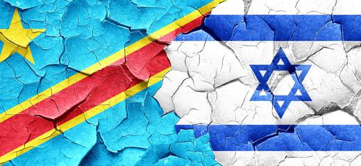 Democratic republic of the congo flag with Israel flag on a grun