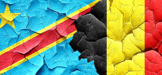 Democratic republic of the congo flag with Belgium flag on a gru