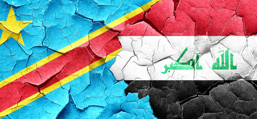 Democratic republic of the congo flag with Iraq flag on a grunge
