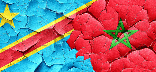 Democratic republic of the congo flag with Morocco flag on a gru