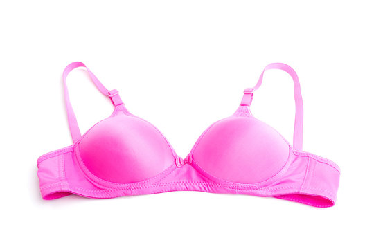 New pink female bra isolated on white