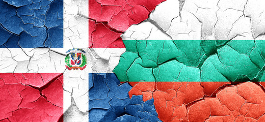 dominican republic flag with Bulgaria flag on a grunge cracked w