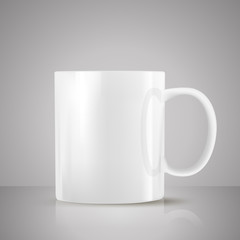 white tea cup realistic vector on grey background