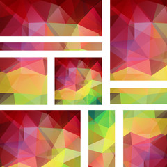 Vector banners set with polygonal abstract triangles. 