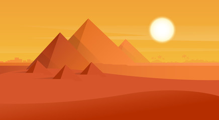 Fototapeta na wymiar Desert View Egypt Pyramids Sunset