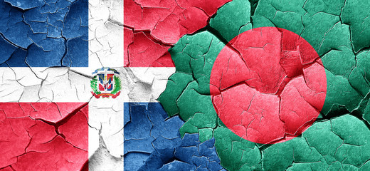 dominican republic flag with Bangladesh flag on a grunge cracked