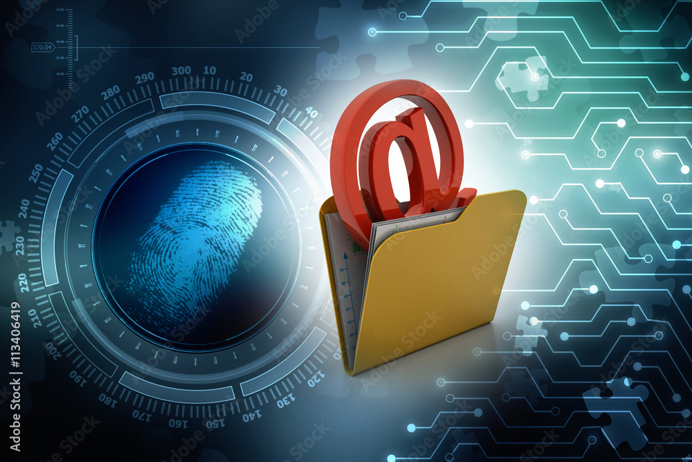 Poster 3d rendering folder icon email