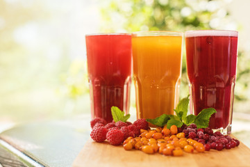 fruit drink with cranberries raspberries and sea buckthorn