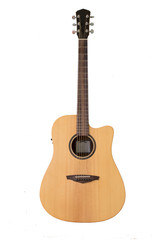 Fototapeta premium Acoustic guitar is isolated on white background.