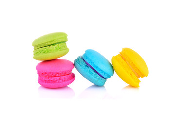 Macaroons on white background