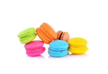 Macaroons on white background