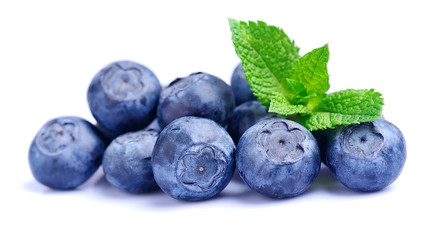 Sweet blueberries with mint - obrazy, fototapety, plakaty