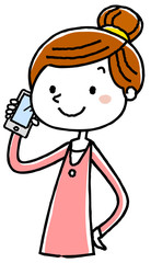 イラスト素材：電話をする女性

