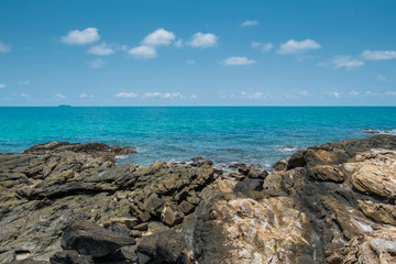 Rocks, sea and sky are beautiful in Thailand.
