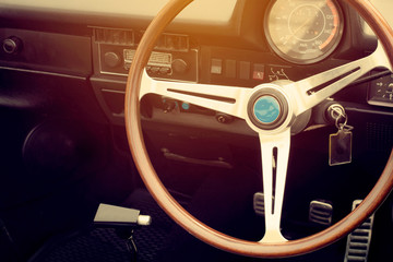 Interior of vintage classic car
