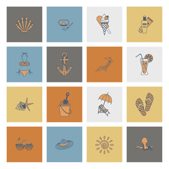 Summer and Beach Simple Flat Icons