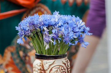 bouquet of cornflowers in a vase