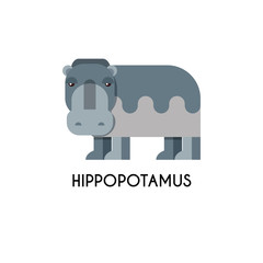 Hippo made in unique geometrical flat style.