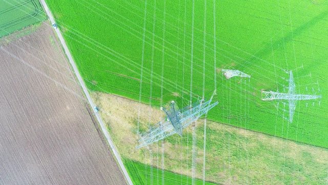High power line, bird's view