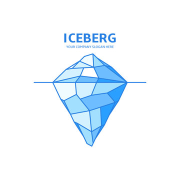 Vector logo in linear style. Iceberg icon from triangles and polygons. Template of label of travel club.