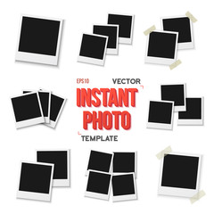 Illustration of Vector Instant Photo. Blank Vintage Photo Frame Mockup Isolated on a White Background