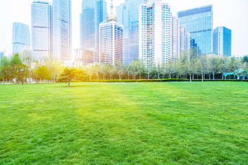 Fototapeta premium cityscape under blue sky,shandong province
