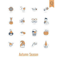 Set of Flat Autumn Icons