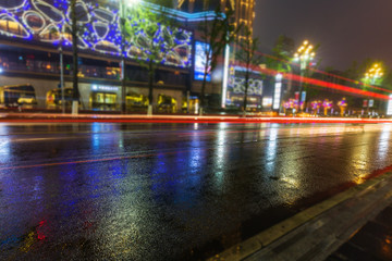 Fototapeta premium light trails in the downtown district,hongkong china.