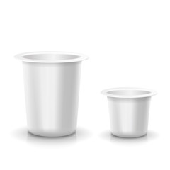 Realistic White blank opened Vector illustration plastic container for yogurt