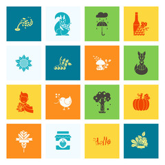 Obraz premium Set of Flat Autumn Icons