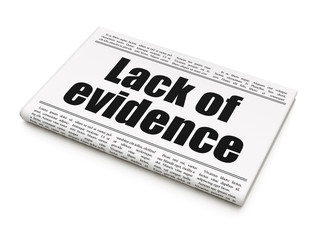 Law concept: newspaper headline Lack Of Evidence