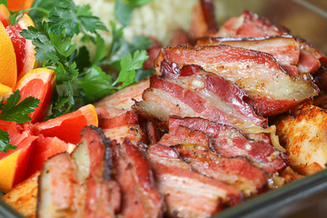 Catering tray with various meats
