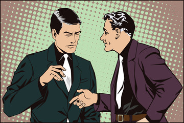 People in retro style. Talking man.