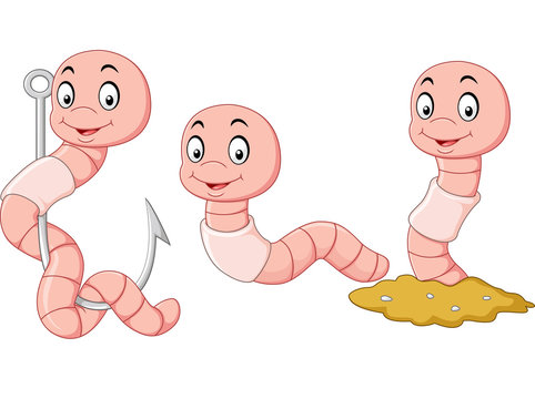 Cartoon funny worm collection set