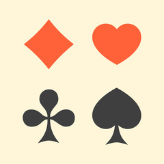 Set of playing card suits flat icon logo isolated on background. Vector illustration