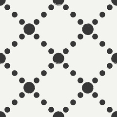 Hand drawn geometric seamless ink polka dot pattern. Wrapping paper. Abstract vector background. Round brush strokes. Casual polka dot texture. Stylish doodle. Dry brush. Rough edges ink illustration.