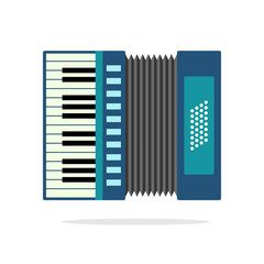 Real Accordion flat icon isolated on background. Vector illustration of musical instrument. Flat accordion logo