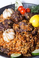 Asian rice dish with meat. Pilaf
