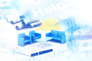 Modern project plan on architectural background