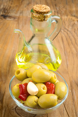 homemade olive oil on wood