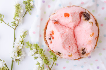 Thai dessert, Thai steamed cup cake or cotton wool cake with fab