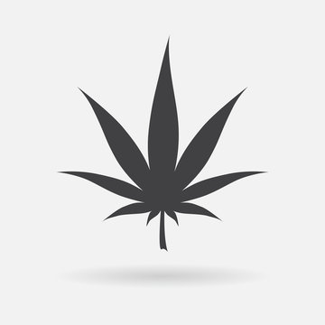 Marijuana Icon. Cannabis Icon Vector. Marijuana Leaf Sign Isolated On White Background. Medical Cannabis Logo. Legalize Symbol. Simple Leaf Silhouette. Flat Design Vector Illustration