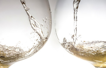Stream of wine being pouring into a two glasses closeup, wine, splashing, splash
